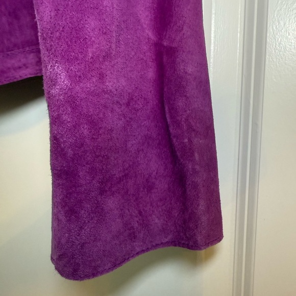 VINTAGE Jones New York Vibrant Purple Leather Suede Jacket PERFECT Size XL - Picture 8 of 11